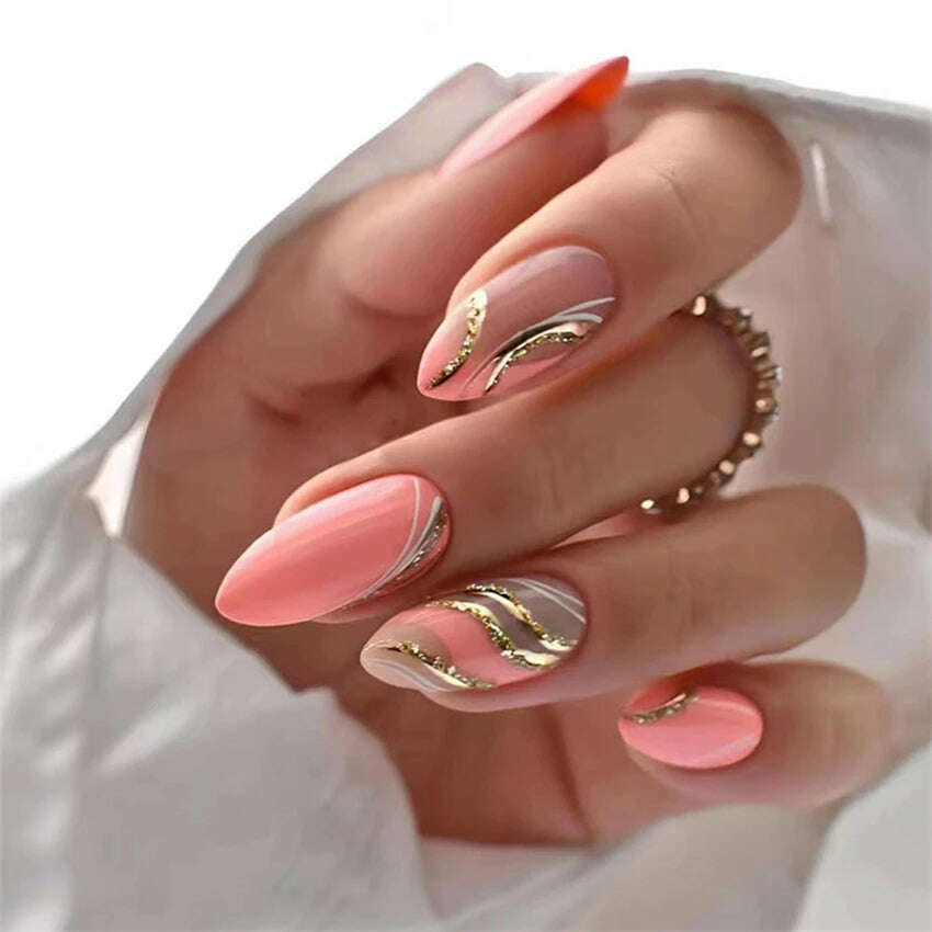 24Ps/Set Square Head Coffin Wearing False Nails Art Pink Matte French Fake Nails Leopard Artificial Acrylic White Press on Nails - KIMLUD