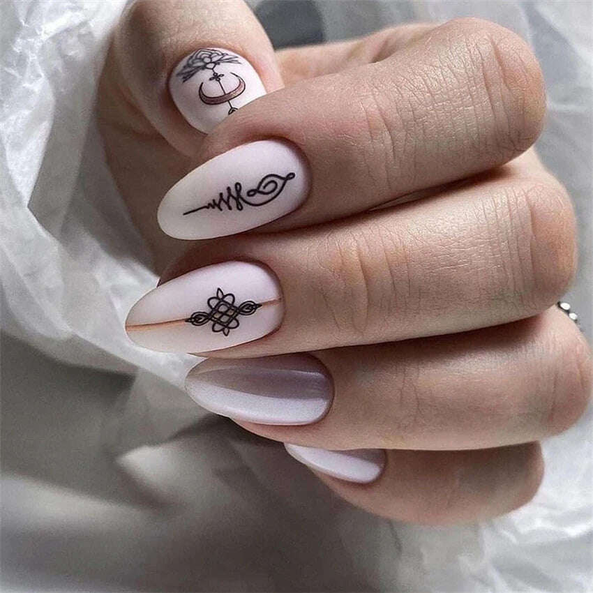 24Ps/Set Square Head Coffin Wearing False Nails Art Pink Matte French Fake Nails Leopard Artificial Acrylic White Press on Nails - KIMLUD