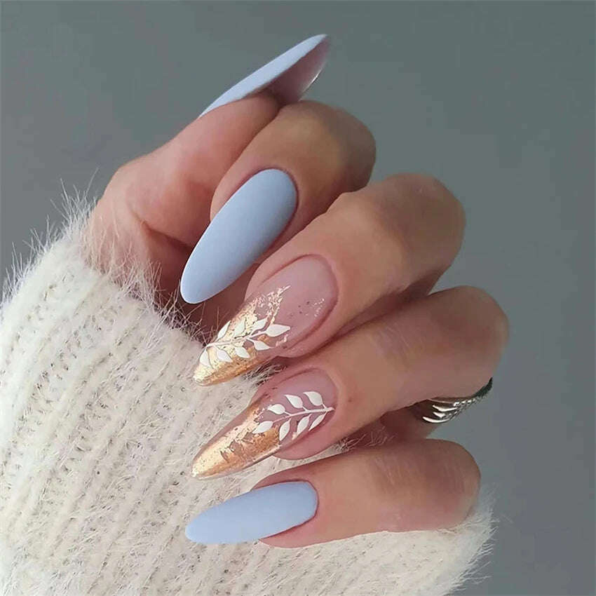 24Ps/Set Square Head Coffin Wearing False Nails Art Pink Matte French Fake Nails Leopard Artificial Acrylic White Press on Nails - KIMLUD