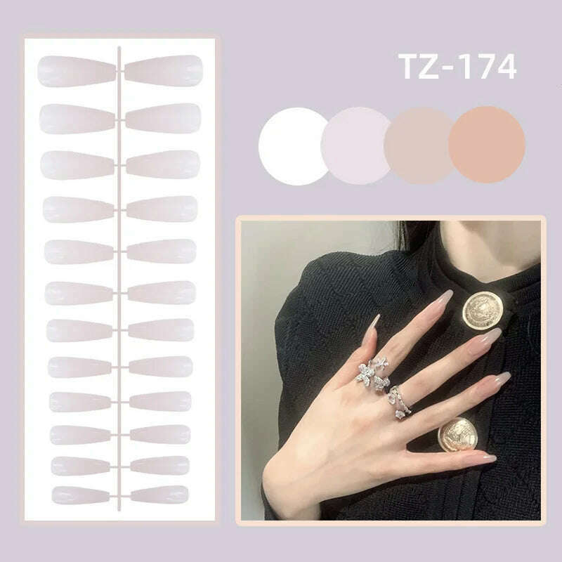 24Ps/Set Square Head Coffin Wearing False Nails Art Pink Matte French Fake Nails Leopard Artificial Acrylic White Press on Nails - KIMLUD