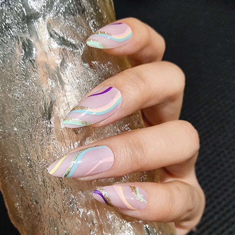 24Ps/Set Square Head Coffin Wearing False Nails Art Pink Matte French Fake Nails Leopard Artificial Acrylic White Press on Nails - KIMLUD