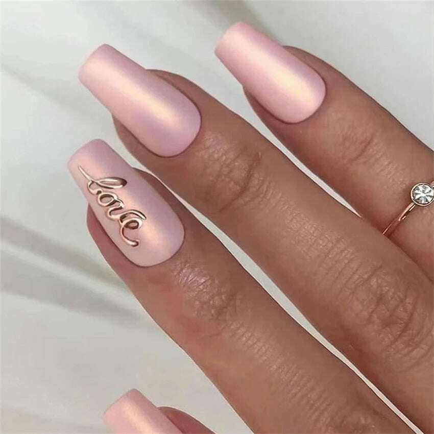 24Ps/Set Square Head Coffin Wearing False Nails Art Pink Matte French Fake Nails Leopard Artificial Acrylic White Press on Nails - KIMLUD