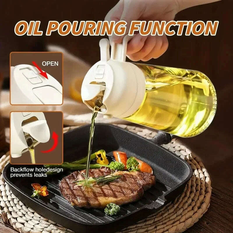 KIMLUD, 2in1 500ml Glass Spray Oil Sprayer Bottle Spray Oil Dispenser Oil Jar Cruet BBQ Kitchen Baking Roasting Picnic Kitchen Tool, KIMLUD Womens Clothes