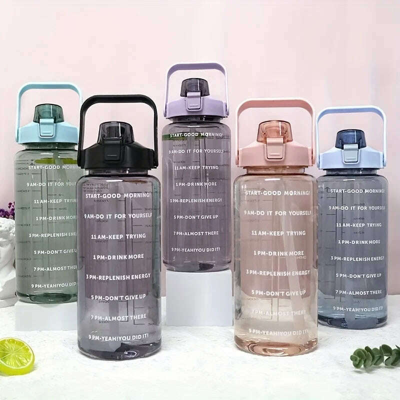 KIMLUD, 2L / 67.6OZ large capacity space cup with scale straw cup outdoor portable plastic water bottle sports water bottle, KIMLUD Womens Clothes