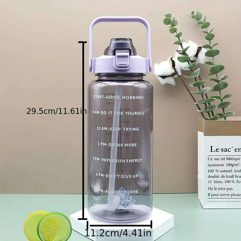 KIMLUD, 2L / 67.6OZ large capacity space cup with scale straw cup outdoor portable plastic water bottle sports water bottle, purple / 2L 67.6OZ, KIMLUD Womens Clothes