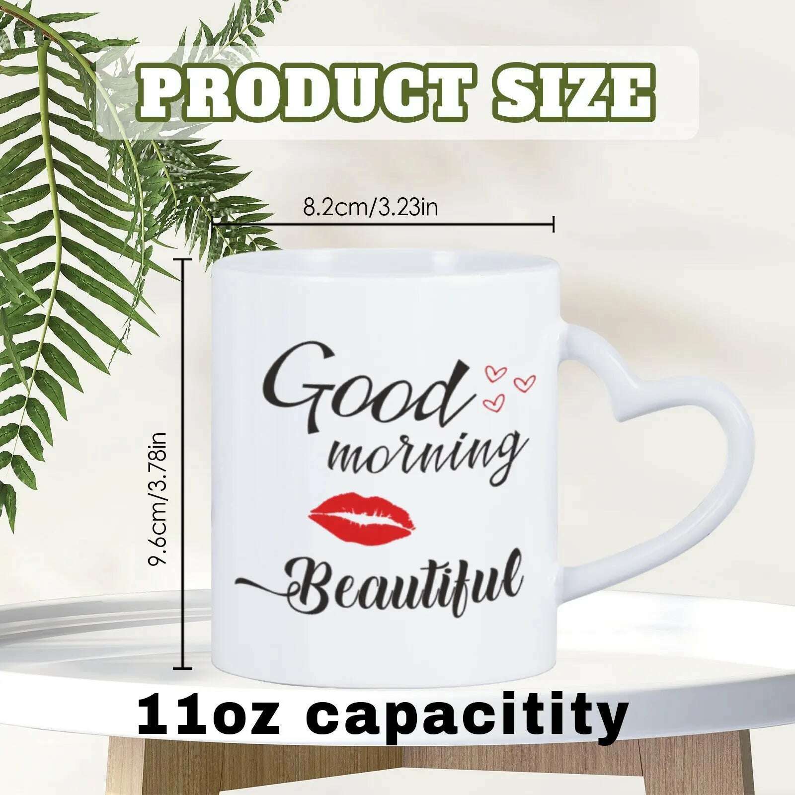2pc 11oz Good Morning Beautiful Handsome Ceramic Coffee Mug Couples Sets Funny His Her Gifts Husband Wife Anniversary Presents - KIMLUD