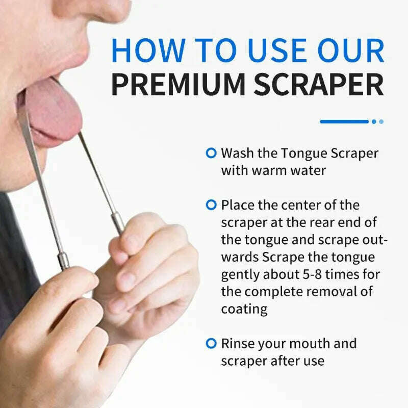 3 Colors Stainless Steel Tongue Scraper U-shaped Metal Fresh Breath Cleaning Coated Tongue Toothbrush Oral Hygiene Care Tools - KIMLUD