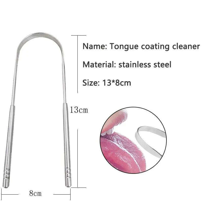 3 Colors Stainless Steel Tongue Scraper U-shaped Metal Fresh Breath Cleaning Coated Tongue Toothbrush Oral Hygiene Care Tools - KIMLUD