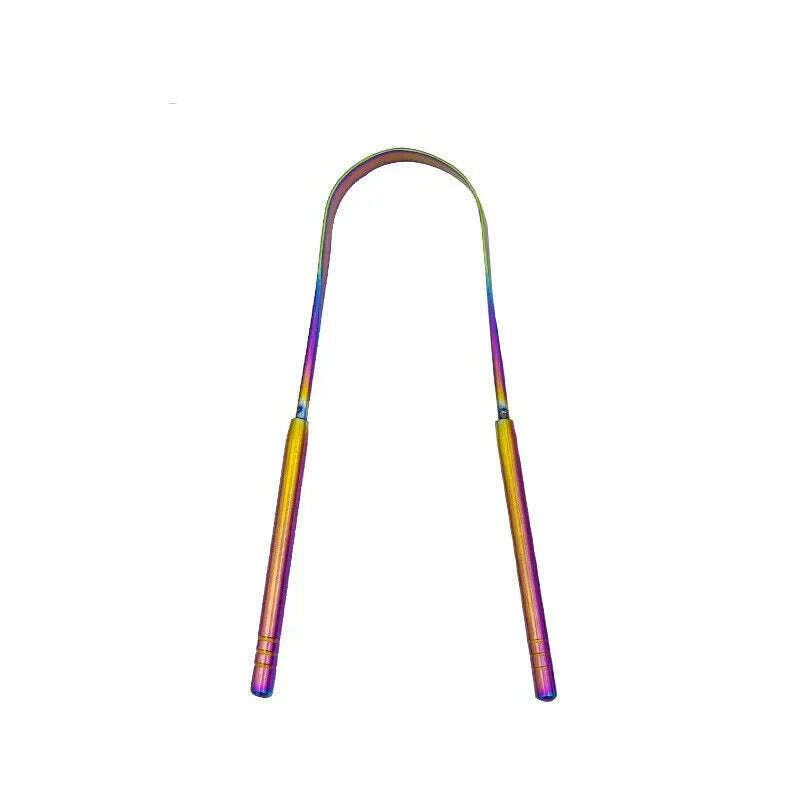 3 Colors Stainless Steel Tongue Scraper U-shaped Metal Fresh Breath Cleaning Coated Tongue Toothbrush Oral Hygiene Care Tools - KIMLUD