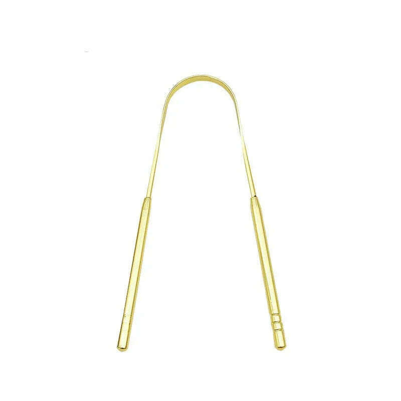 3 Colors Stainless Steel Tongue Scraper U-shaped Metal Fresh Breath Cleaning Coated Tongue Toothbrush Oral Hygiene Care Tools - KIMLUD
