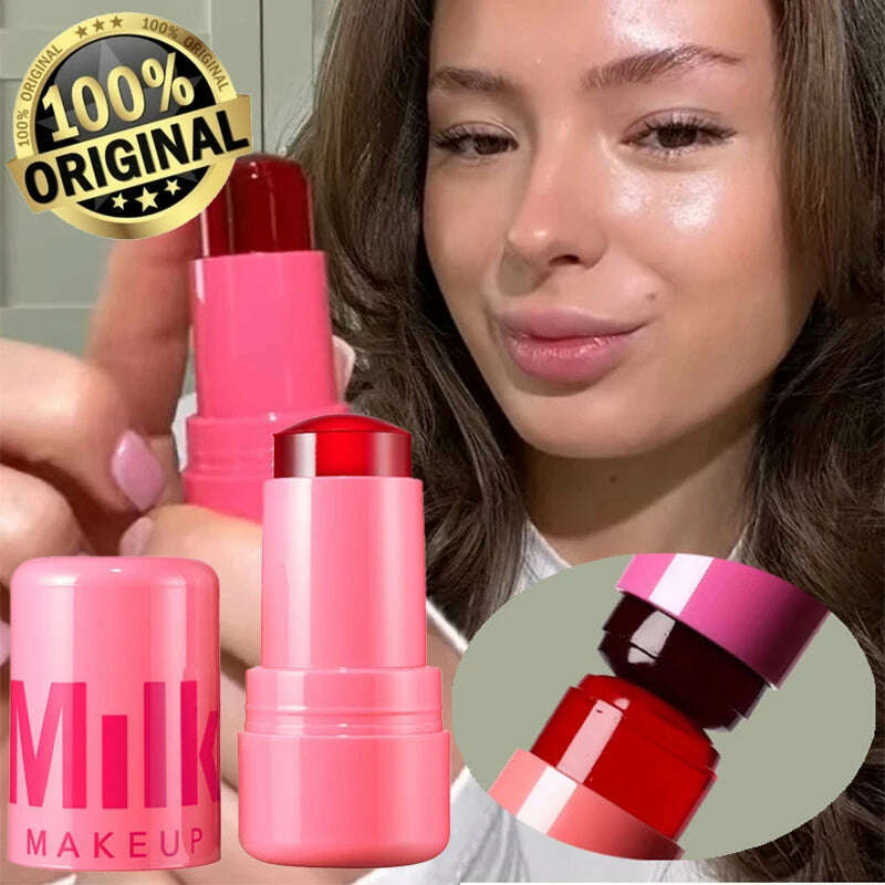 KIMLUD, 3-in-1 Milk Jelly Blush Stick Facial Cheek Stick Moisturizing Flash Lip Gloss Makeup Eye Face Rouge Lasting Brightens Original, KIMLUD Womens Clothes