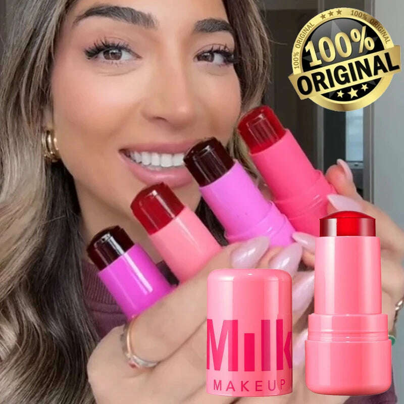 KIMLUD, 3-in-1 Milk Jelly Blush Stick Facial Cheek Stick Moisturizing Flash Lip Gloss Makeup Eye Face Rouge Lasting Brightens Original, KIMLUD Womens Clothes
