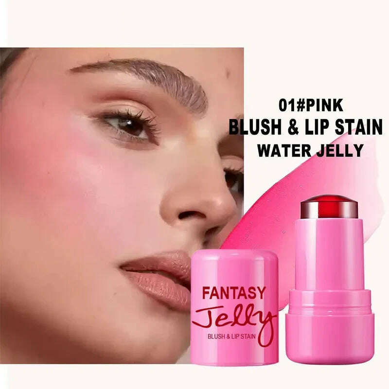 KIMLUD, 3-in-1 Milk Jelly Face Blush Wand Lip Gloss Cheek Tint Long Lasting Lipstick Matte Rouge Juicy Facial Blusher Lipgloss Makeup, Water Jelly Tint 01, KIMLUD Womens Clothes