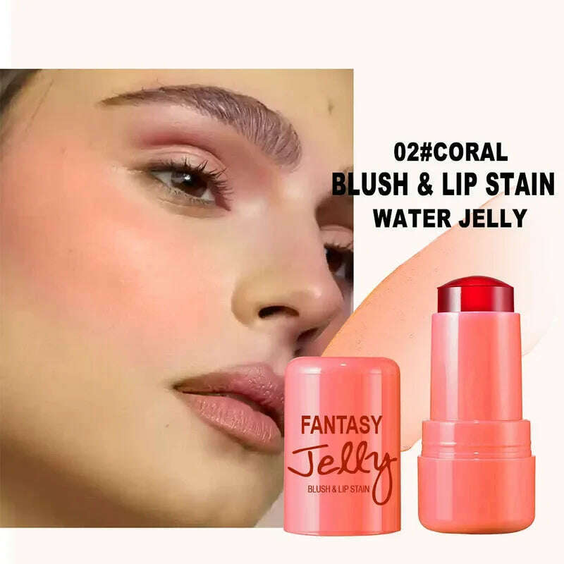 KIMLUD, 3-in-1 Milk Jelly Face Blush Wand Lip Gloss Cheek Tint Long Lasting Lipstick Matte Rouge Juicy Facial Blusher Lipgloss Makeup, Water Jelly Tint 02, KIMLUD Womens Clothes
