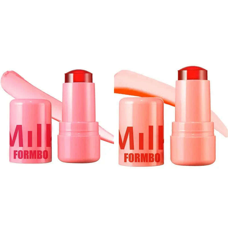 KIMLUD, 3-in-1 Milk Jelly Face Blush Wand Lip Gloss Cheek Tint Long Lasting Lipstick Matte Rouge Juicy Facial Blusher Lipgloss Makeup, Milk 03 and 04, KIMLUD Womens Clothes