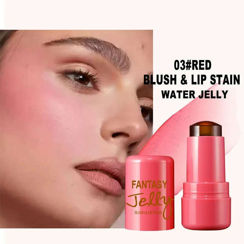 KIMLUD, 3-in-1 Milk Jelly Face Blush Wand Lip Gloss Cheek Tint Long Lasting Lipstick Matte Rouge Juicy Facial Blusher Lipgloss Makeup, Water Jelly Tint 03, KIMLUD Womens Clothes