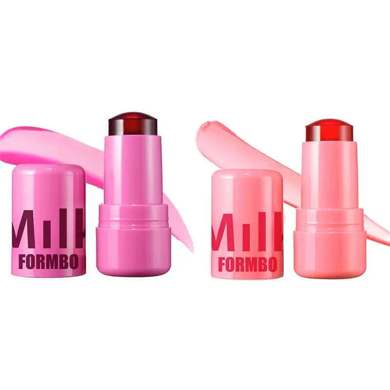KIMLUD, 3-in-1 Milk Jelly Face Blush Wand Lip Gloss Cheek Tint Long Lasting Lipstick Matte Rouge Juicy Facial Blusher Lipgloss Makeup, Milk 01 and 03, KIMLUD Womens Clothes