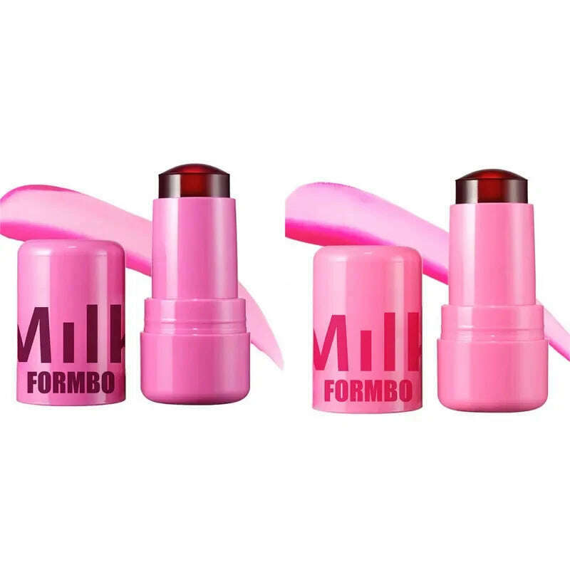 KIMLUD, 3-in-1 Milk Jelly Face Blush Wand Lip Gloss Cheek Tint Long Lasting Lipstick Matte Rouge Juicy Facial Blusher Lipgloss Makeup, Milk 01 and 02, KIMLUD Womens Clothes