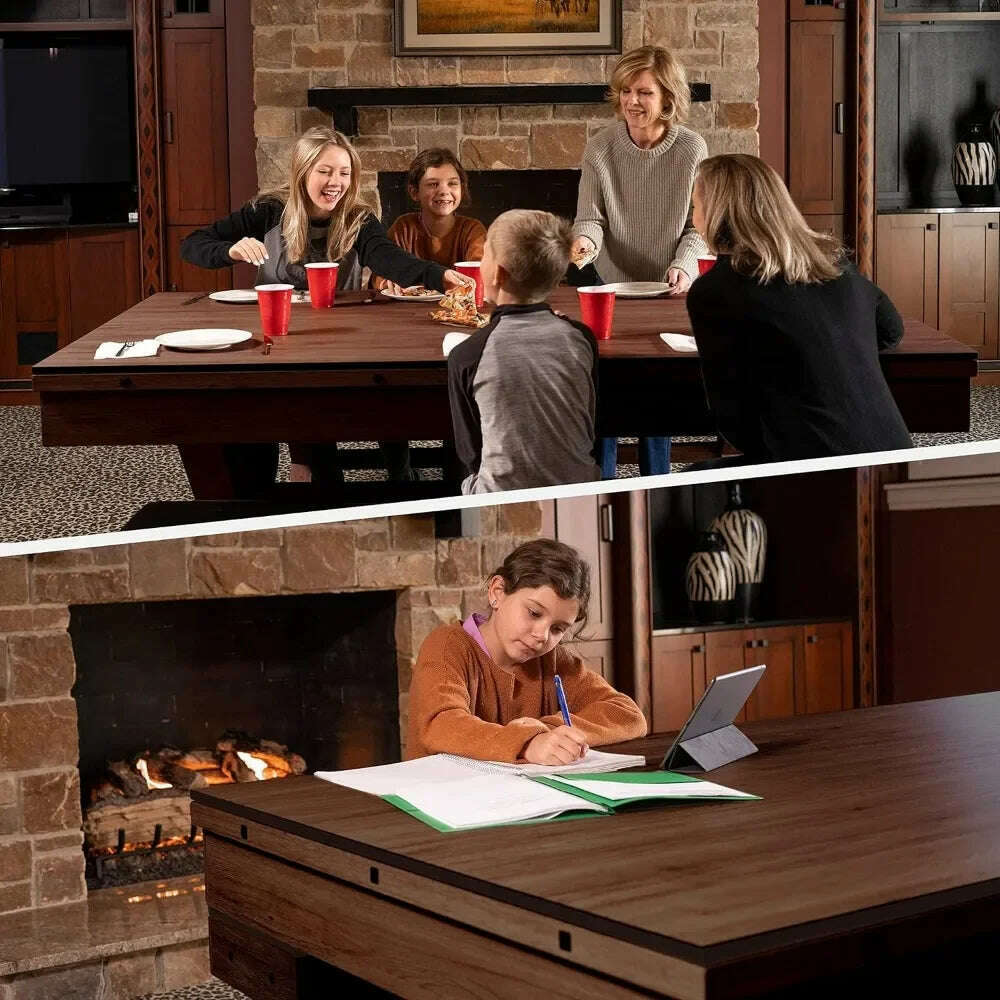 3 in 1 Multi Game Pool Table with Dining Top Pool Ping Pong Combo, 7 FT Includes Pool Table Accessories and Tennis - KIMLUD