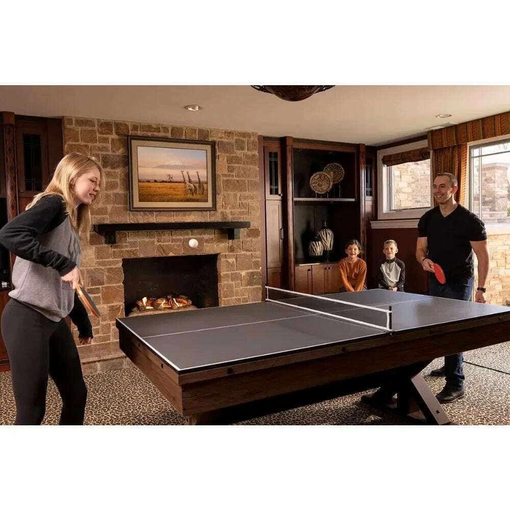 3 in 1 Multi Game Pool Table with Dining Top Pool Ping Pong Combo, 7 FT Includes Pool Table Accessories and Tennis - KIMLUD