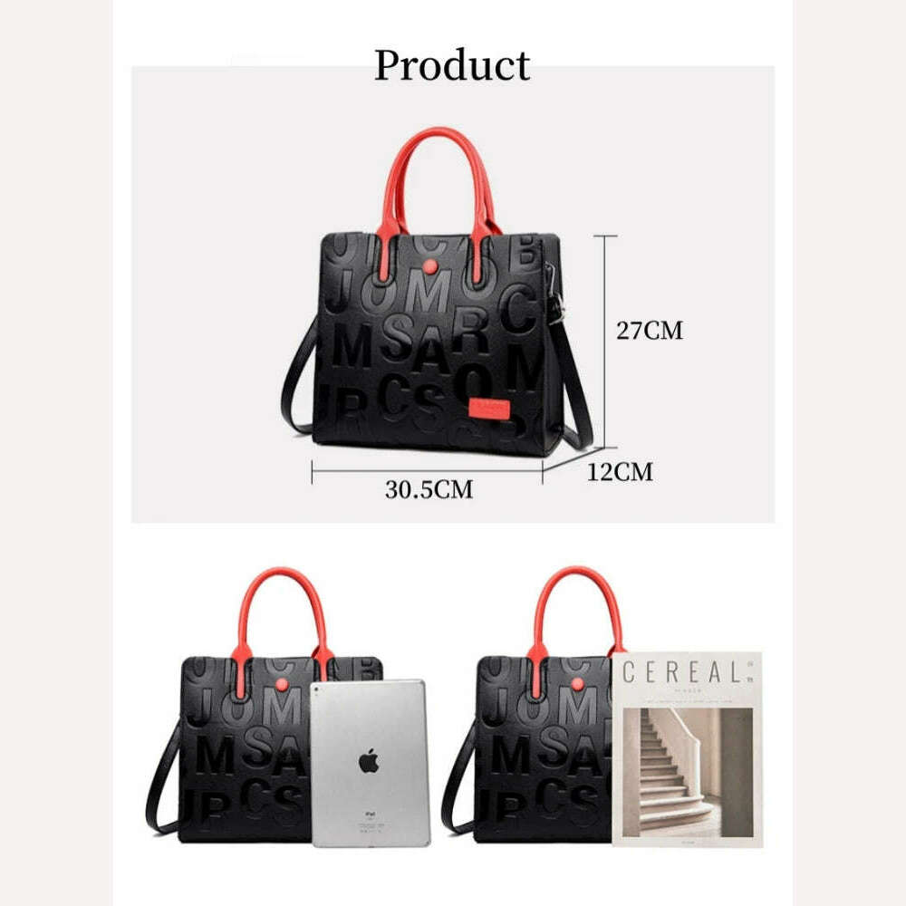 KIMLUD, 3 Layers Luxury Handbag Ladies Bag Designers Letters Soft Leather Shopping Bag Female Shoulder Bag Large Capacity Women Tote Bag, KIMLUD Womens Clothes