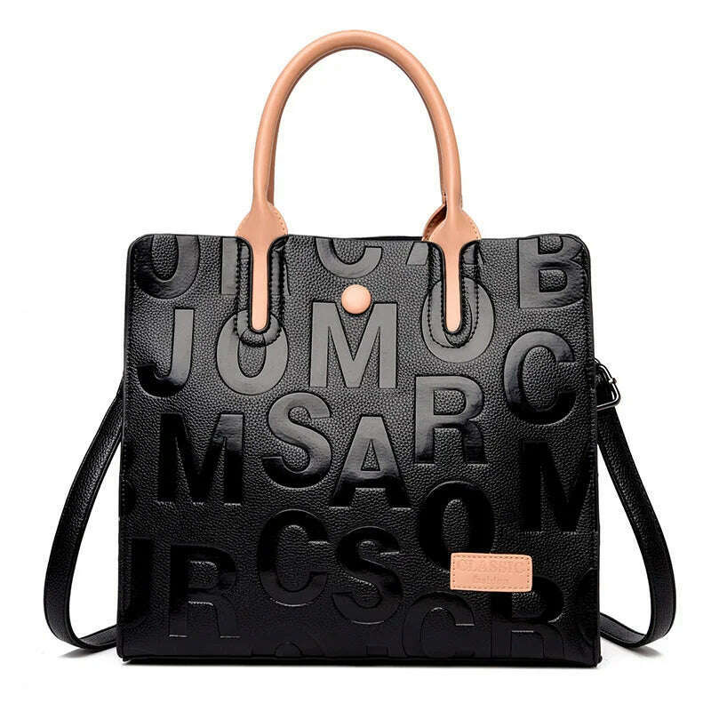 KIMLUD, 3 Layers Luxury Handbag Ladies Bag Designers Letters Soft Leather Shopping Bag Female Shoulder Bag Large Capacity Women Tote Bag, Khaki, KIMLUD Womens Clothes