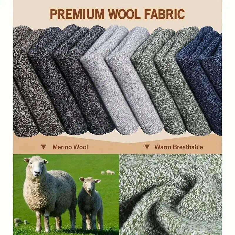 3 Pairs Winter Warm Thick Towel bottom Man Socks Wool Male Socks Slipper Socks Merino Wool Socks Against Cold Snow Socks 39-44 - KIMLUD