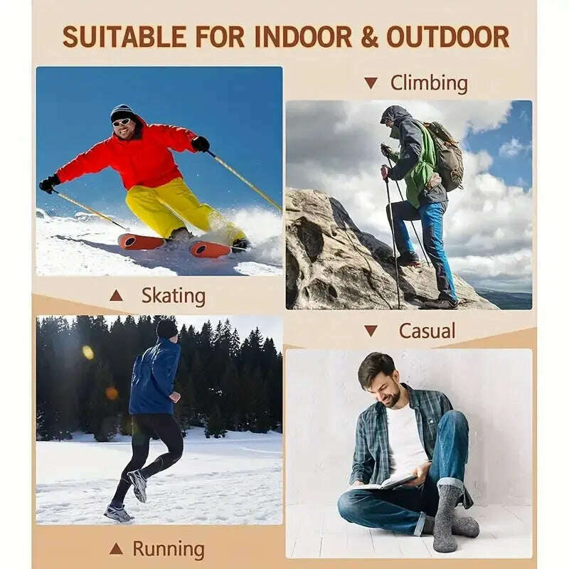 3 Pairs Winter Warm Thick Towel bottom Man Socks Wool Male Socks Slipper Socks Merino Wool Socks Against Cold Snow Socks 39-44 - KIMLUD