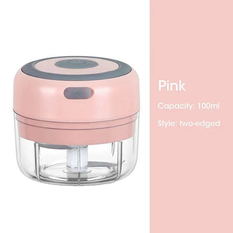 KIMLUD, 300ML Electric Garlic Chopper USB Charging Food Vegetable Meat Crusher Stainless Steel Mini Chili Garlic Masher Kitchen Gadgets, Package 3, KIMLUD APPAREL - Womens Clothes