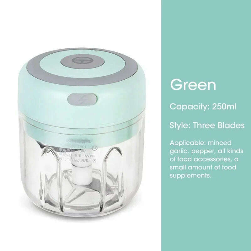 KIMLUD, 300ML Electric Garlic Chopper USB Charging Food Vegetable Meat Crusher Stainless Steel Mini Chili Garlic Masher Kitchen Gadgets, Package 5, KIMLUD APPAREL - Womens Clothes
