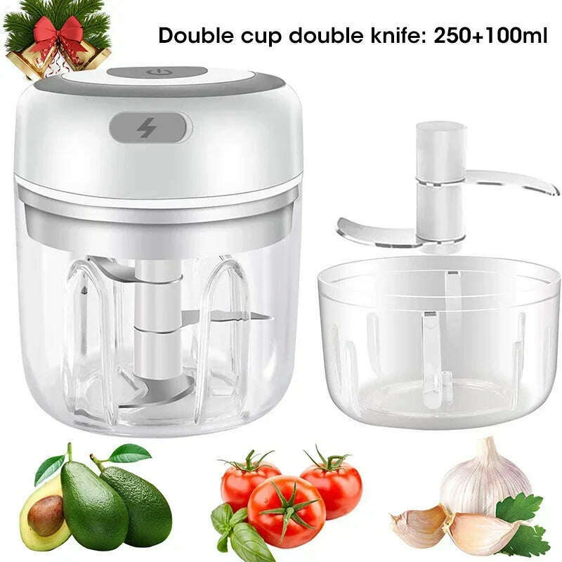 KIMLUD, 300ML Electric Garlic Chopper USB Charging Food Vegetable Meat Crusher Stainless Steel Mini Chili Garlic Masher Kitchen Gadgets, Package 10, KIMLUD APPAREL - Womens Clothes