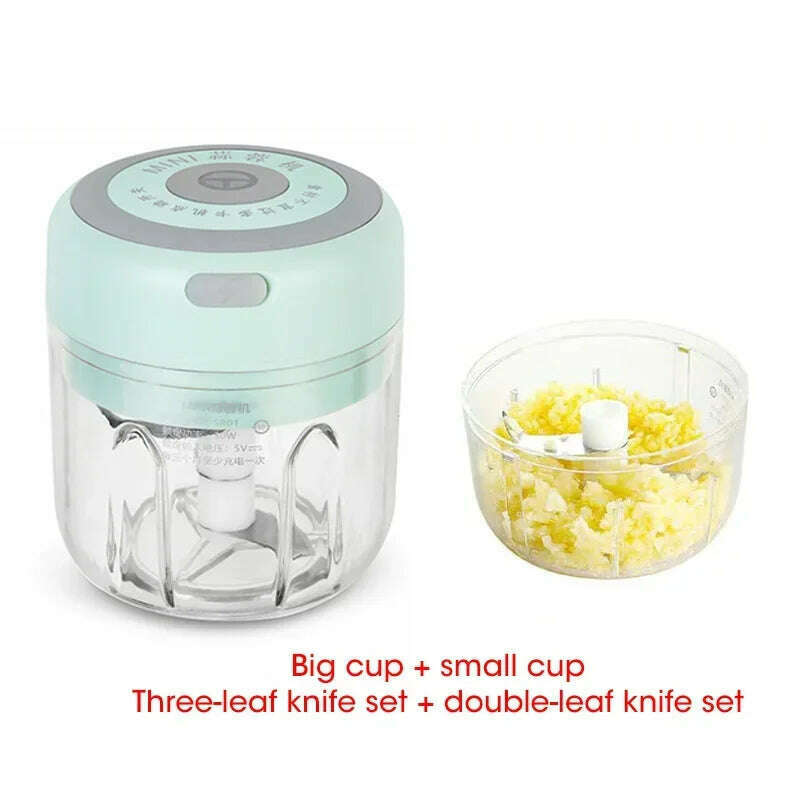 KIMLUD, 300ML Electric Garlic Chopper USB Charging Food Vegetable Meat Crusher Stainless Steel Mini Chili Garlic Masher Kitchen Gadgets, Package 11, KIMLUD APPAREL - Womens Clothes