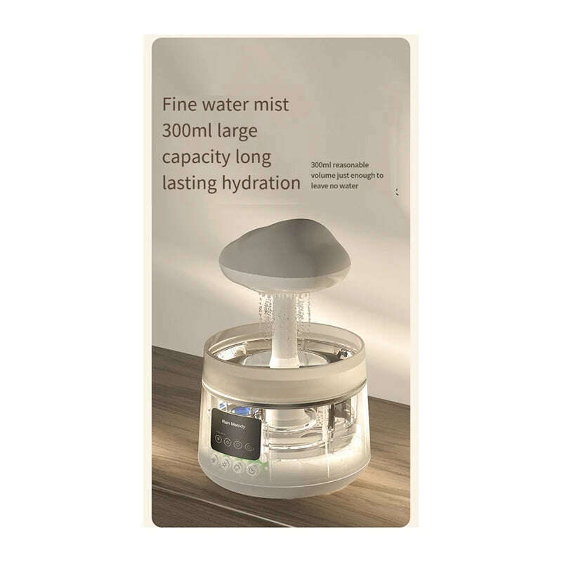 KIMLUD, 300Ml Mushroom Rain Cloud Air Humidifier Water Drops Sounds Colorful Night Lights Aromatherapy Essential Oil Diffuser, KIMLUD Womens Clothes