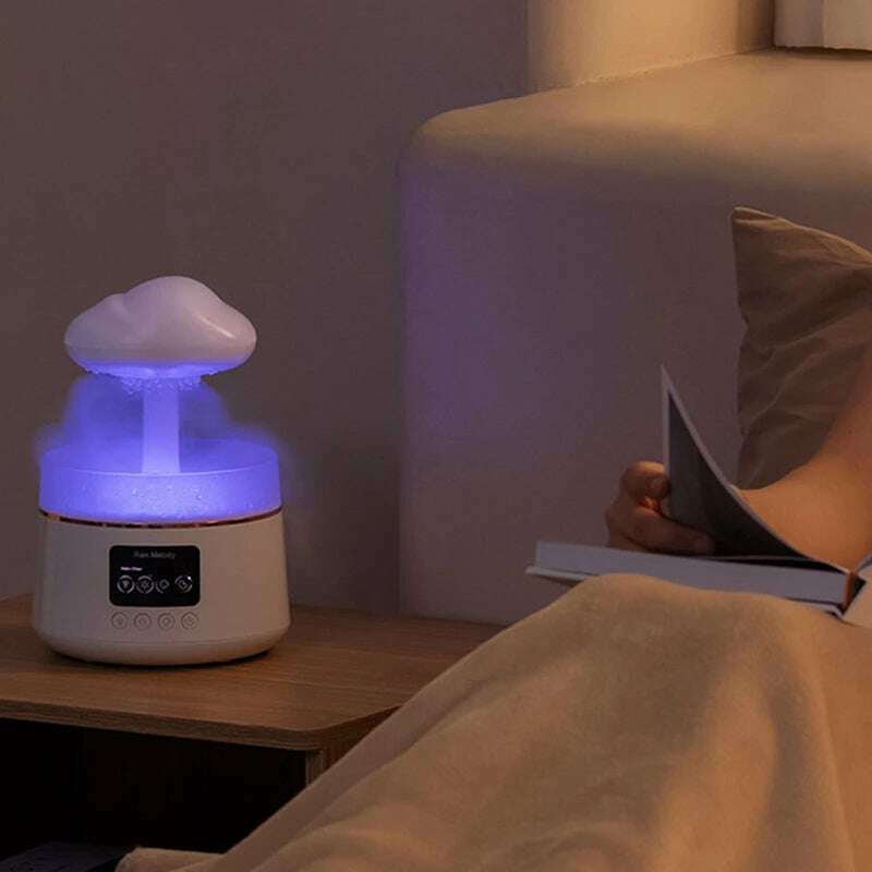 KIMLUD, 300Ml Mushroom Rain Cloud Air Humidifier Water Drops Sounds Colorful Night Lights Aromatherapy Essential Oil Diffuser, KIMLUD Womens Clothes
