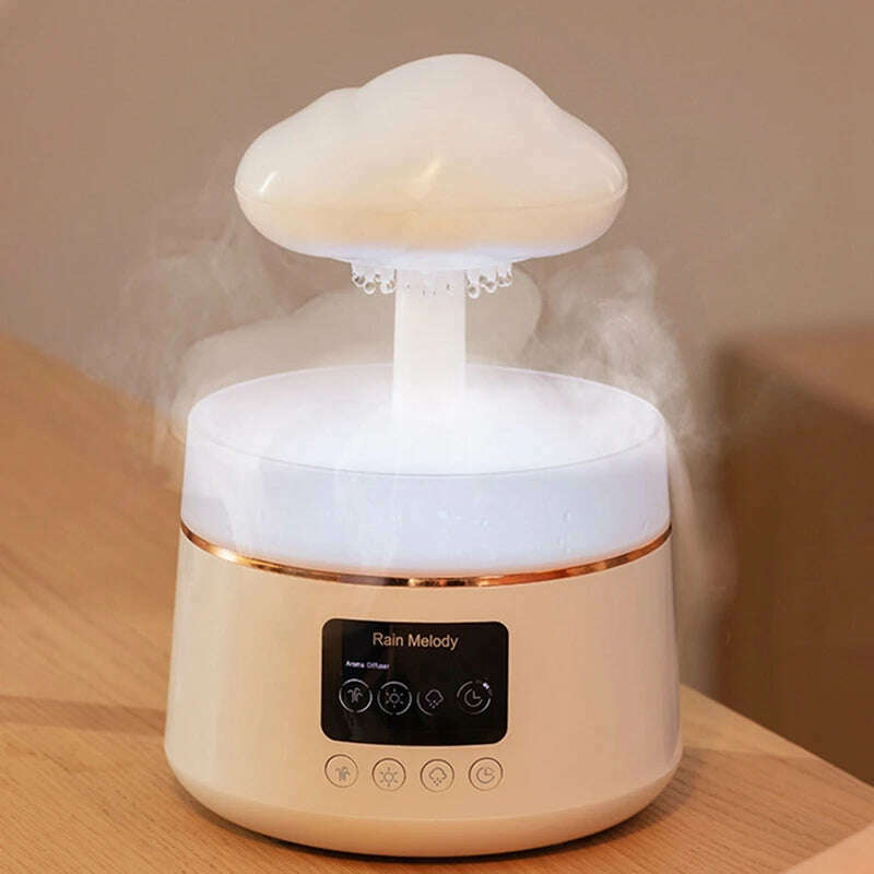 KIMLUD, 300Ml Mushroom Rain Cloud Air Humidifier Water Drops Sounds Colorful Night Lights Aromatherapy Essential Oil Diffuser, KIMLUD Womens Clothes