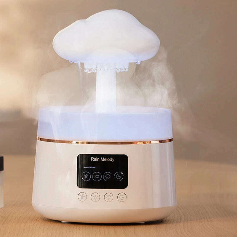 KIMLUD, 300Ml Mushroom Rain Cloud Air Humidifier Water Drops Sounds Colorful Night Lights Aromatherapy Essential Oil Diffuser, KIMLUD Womens Clothes