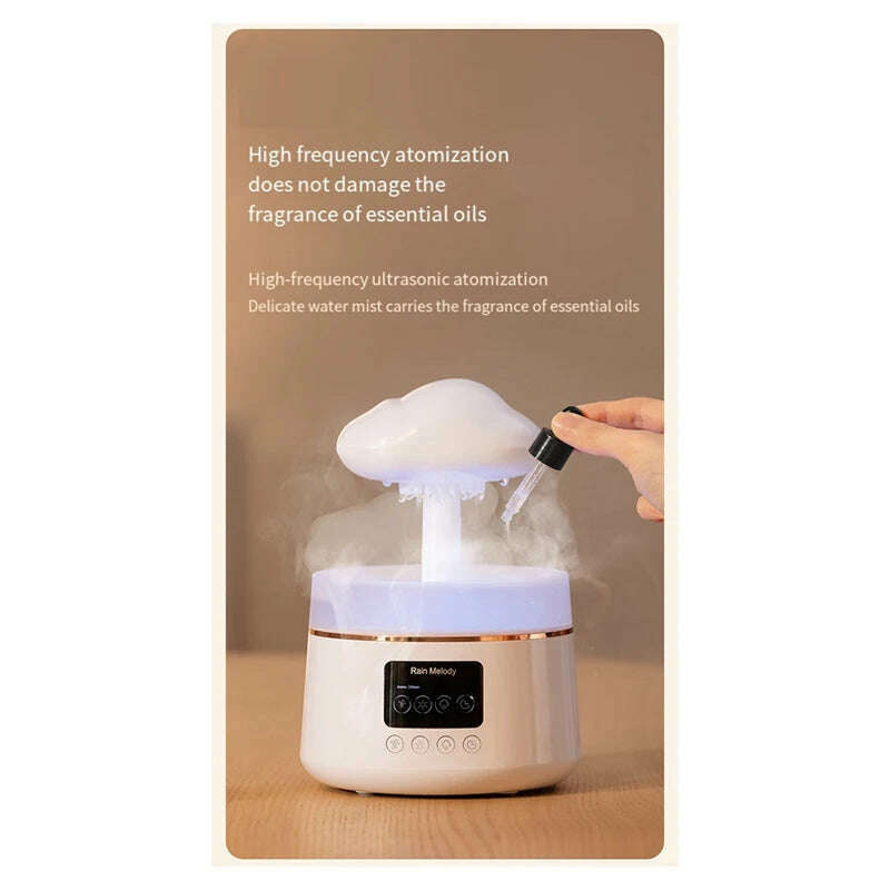 KIMLUD, 300Ml Mushroom Rain Cloud Air Humidifier Water Drops Sounds Colorful Night Lights Aromatherapy Essential Oil Diffuser, KIMLUD Womens Clothes