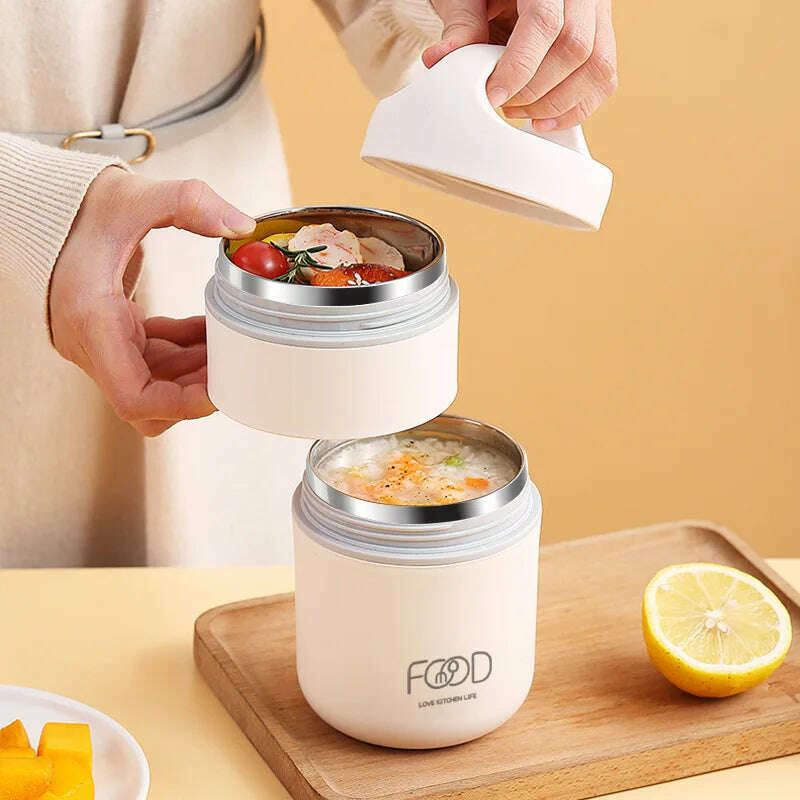 KIMLUD, 304 Stainless Steel Vacuum Thermal Lunch Box Insulated Lunch Bag Food Warmer Soup Cup Thermos Containers Bento Box for Students, KIMLUD Womens Clothes