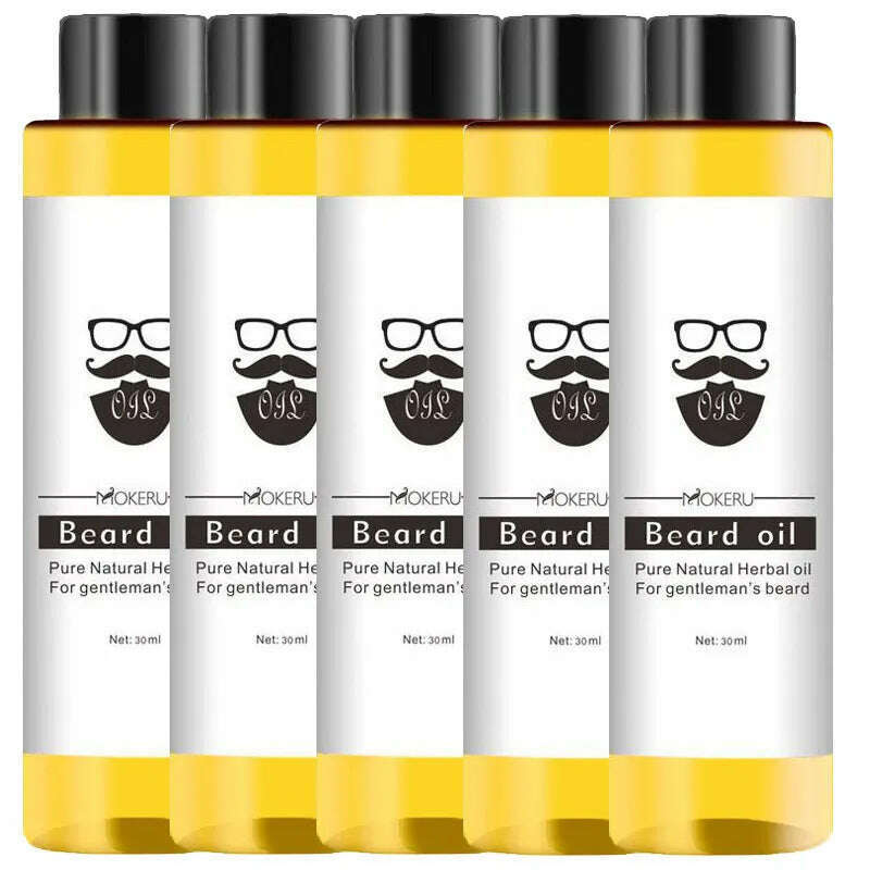 KIMLUD, 30ml Beard Oil 100% Natural Ingredients Growth Oil For Men Beard Grooming Treatment Shiny Smoothing Beard Care, 5 pcs, KIMLUD Womens Clothes