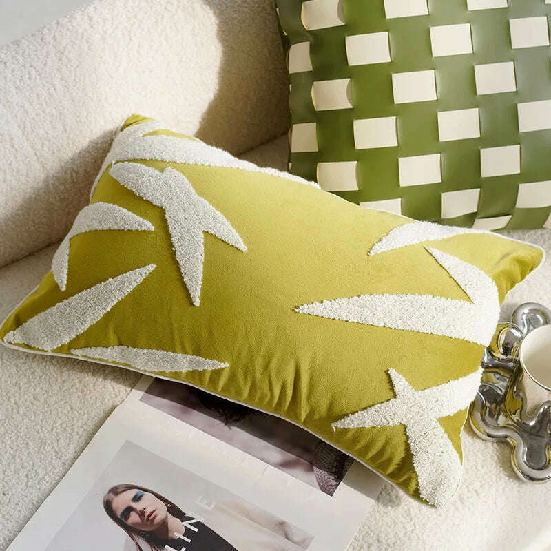 30X50/45X45CM Green Flying Bird Throw Pillow Cover Light Luxury Stamping Waist Cushion Cover Decor Home Decorative Pillowcase - KIMLUD