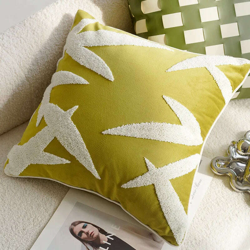 30X50/45X45CM Green Flying Bird Throw Pillow Cover Light Luxury Stamping Waist Cushion Cover Decor Home Decorative Pillowcase - KIMLUD