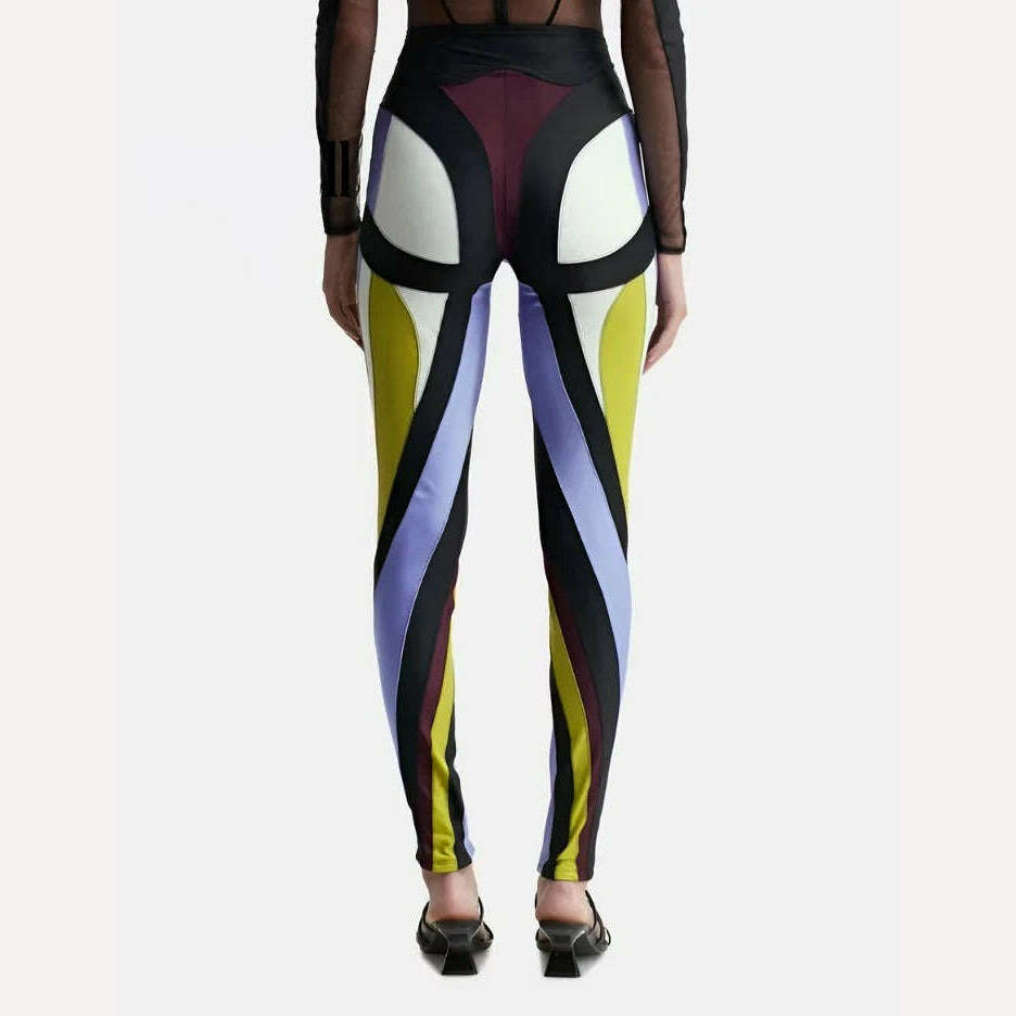 KIMLUD, 3.13 Women's Leggings 2024 Summer New Elastic Mesh Contrast Patchwork Women's Tight Pants y2k Sports Yoga Pants Traf, KIMLUD Womens Clothes