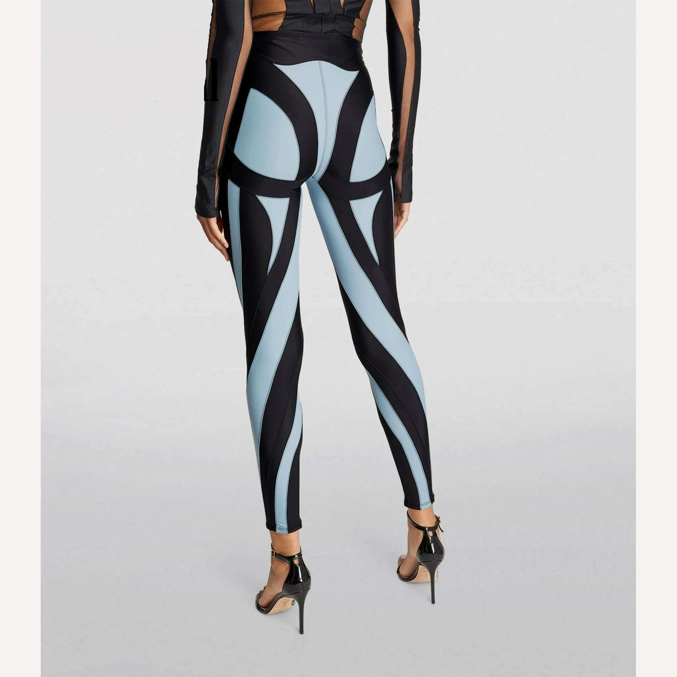 KIMLUD, 3.13 Women's Leggings 2024 Summer New Elastic Mesh Contrast Patchwork Women's Tight Pants y2k Sports Yoga Pants Traf, KIMLUD Womens Clothes