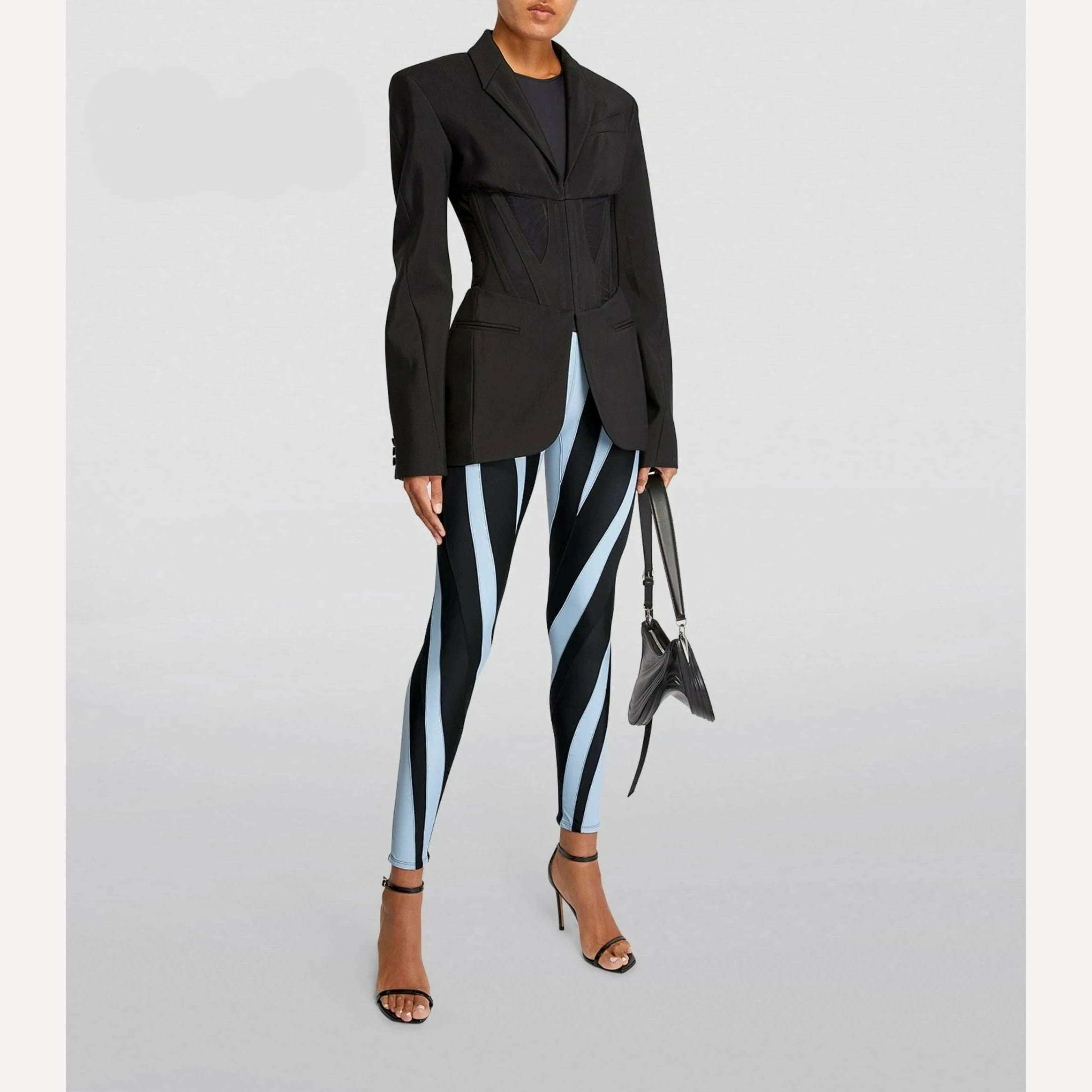 KIMLUD, 3.13 Women's Leggings 2024 Summer New Elastic Mesh Contrast Patchwork Women's Tight Pants y2k Sports Yoga Pants Traf, KIMLUD Womens Clothes