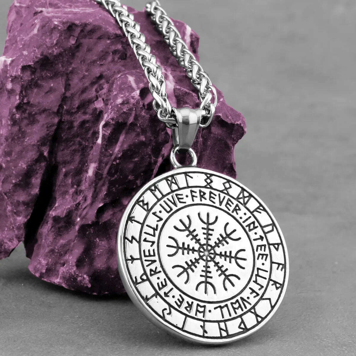 316L Stainless Steel Viking Odin Wolf Necklace Men's Back Helm of Awe Rune Amulet Odin Symbol Pendant Necklace Gift Punk Jewelry - KIMLUD