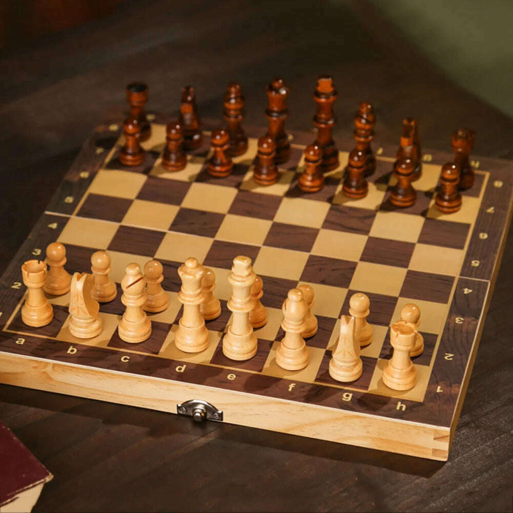 KIMLUD, 32 Pieses Wooden Chess Standard Tournamen Staunton Wood Chessmen 8cm King Height Suit Beginner Pieces Educational Toy, KIMLUD Womens Clothes