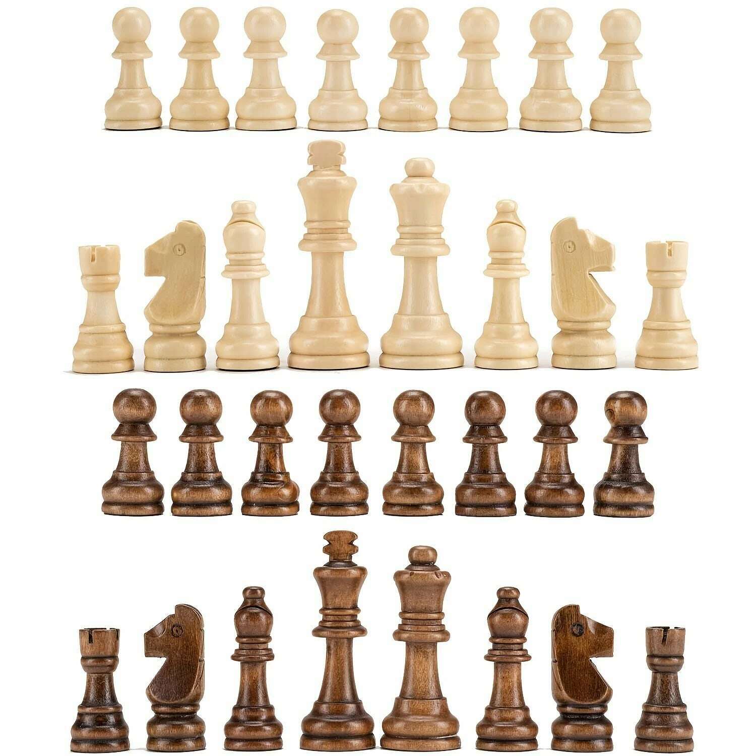 32 Pieses Wooden Chess Standard Tournamen Staunton Wood Chessmen 8cm King Height,Chess Pieces Only No Board - KIMLUD