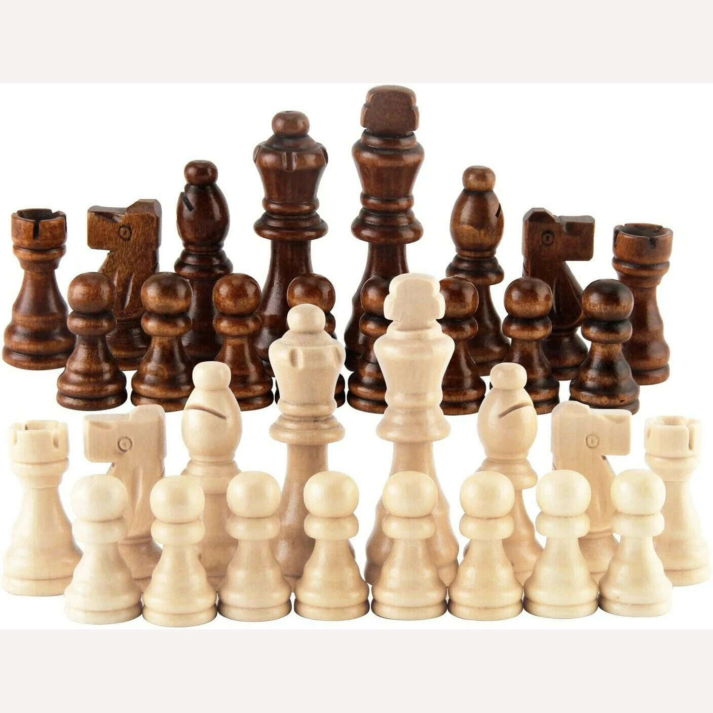 32 Pieses Wooden Chess Standard Tournamen Staunton Wood Chessmen 8cm King Height,Chess Pieces Only No Board - KIMLUD