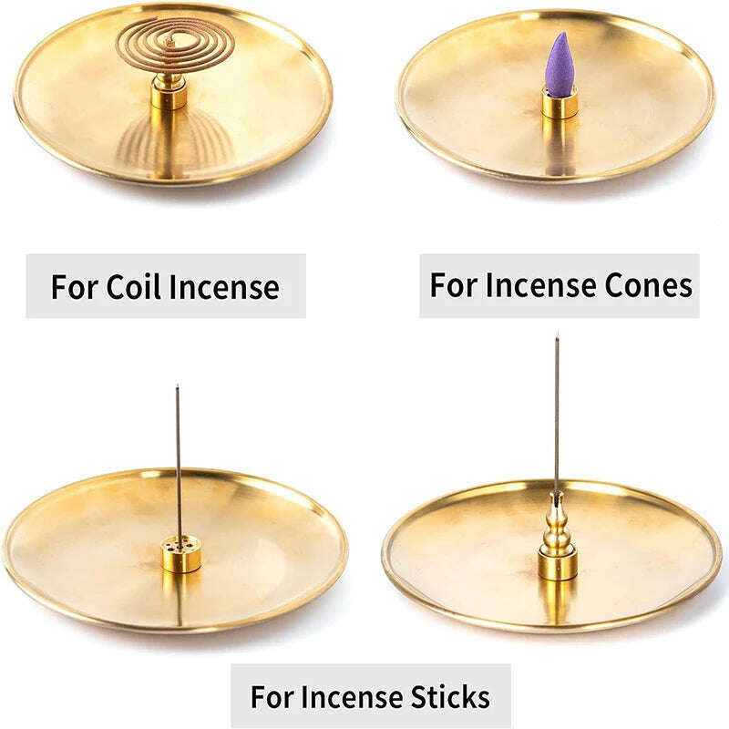 3/4/5Pcs/Set Metal Incense Burner Brass Incense Holder Palo Santo Holder Sage Holder Incense Tray Ash Catcher Home Decor Crafts - KIMLUD