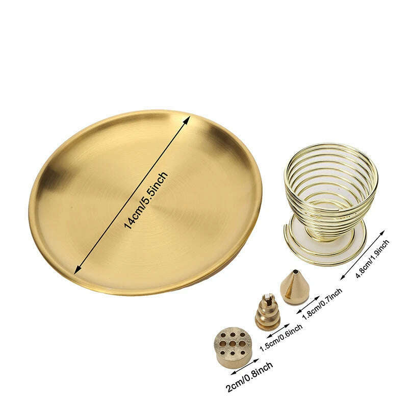 3/4/5Pcs/Set Metal Incense Burner Brass Incense Holder Palo Santo Holder Sage Holder Incense Tray Ash Catcher Home Decor Crafts - KIMLUD